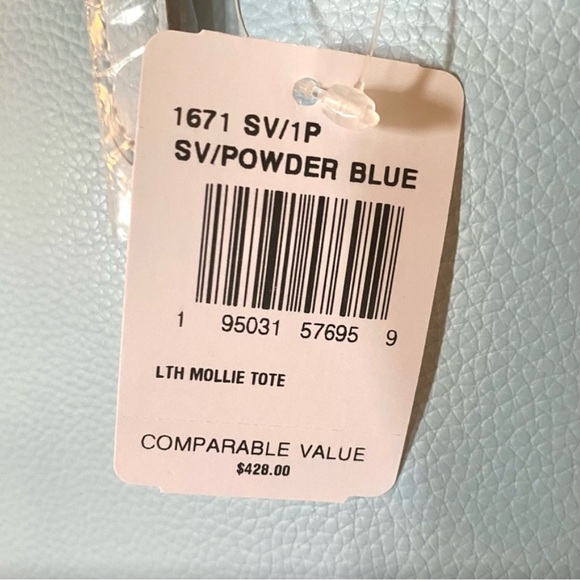 Coach Mollie Large Leather Tote powder blue silver Red zip Adorable SOLD OUT - Picture 2 of 4